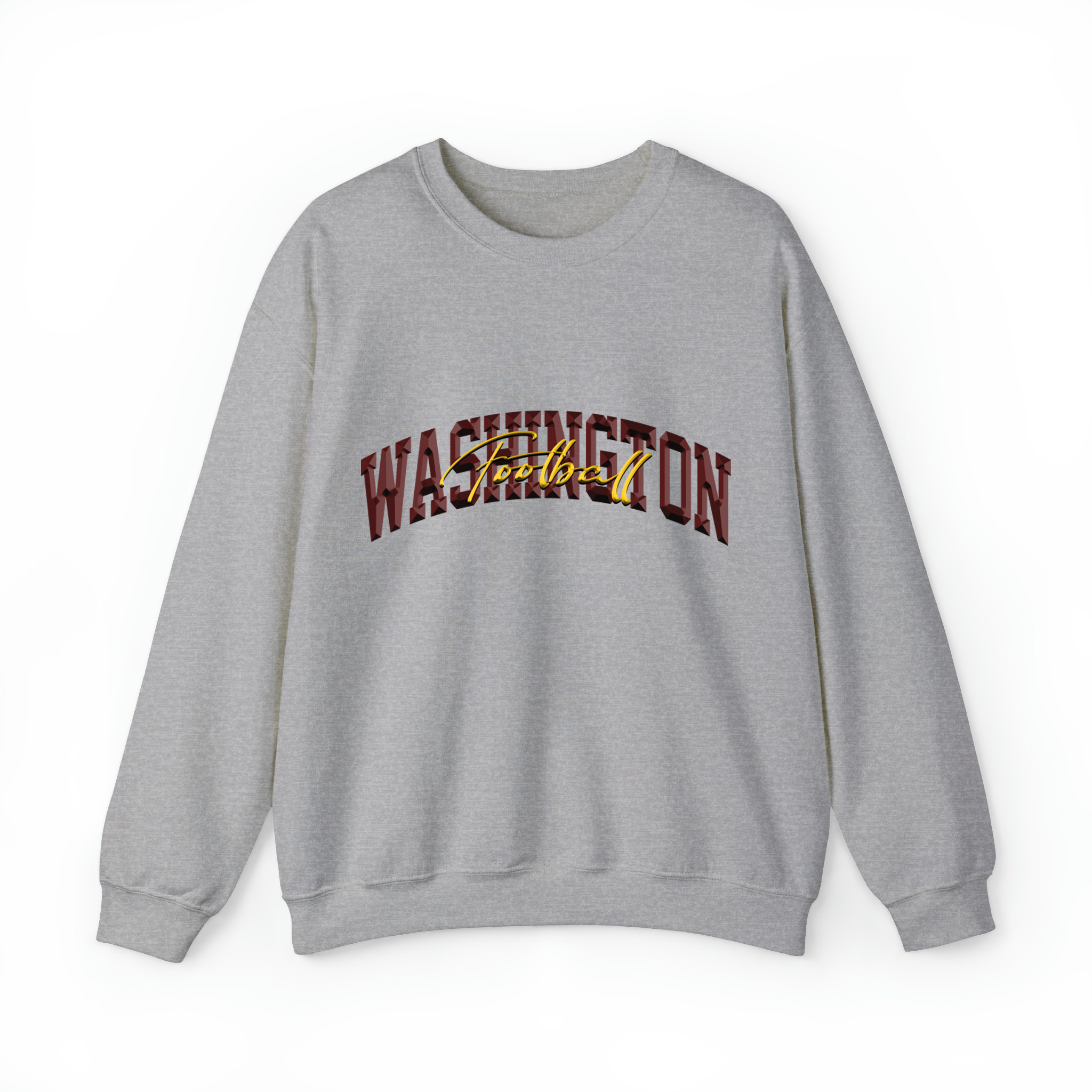 Washington Football 3D Chrome Unisex Sweatshirt-Sport Grey