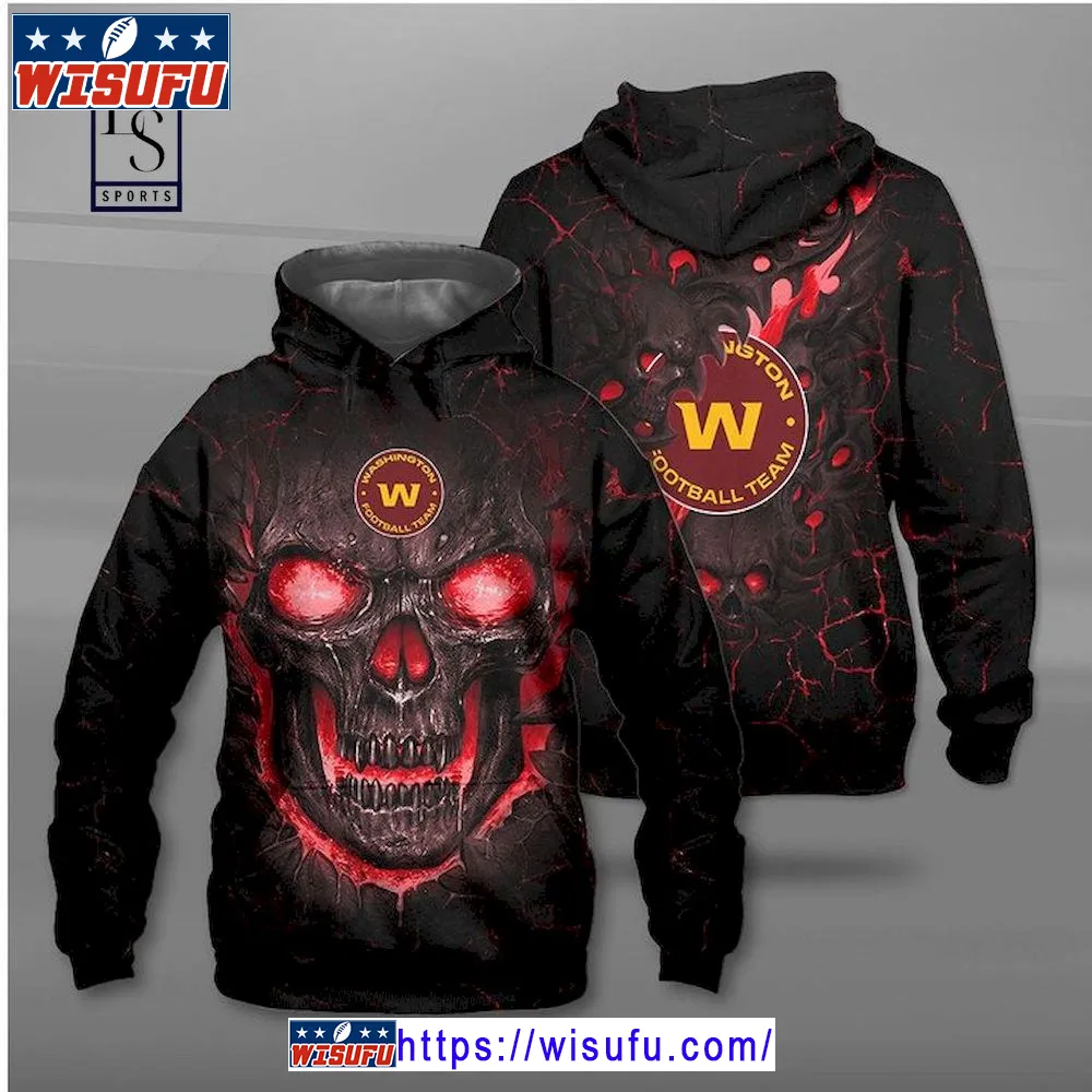 Washington Football Team Skull Nightmare Hoodie 3d