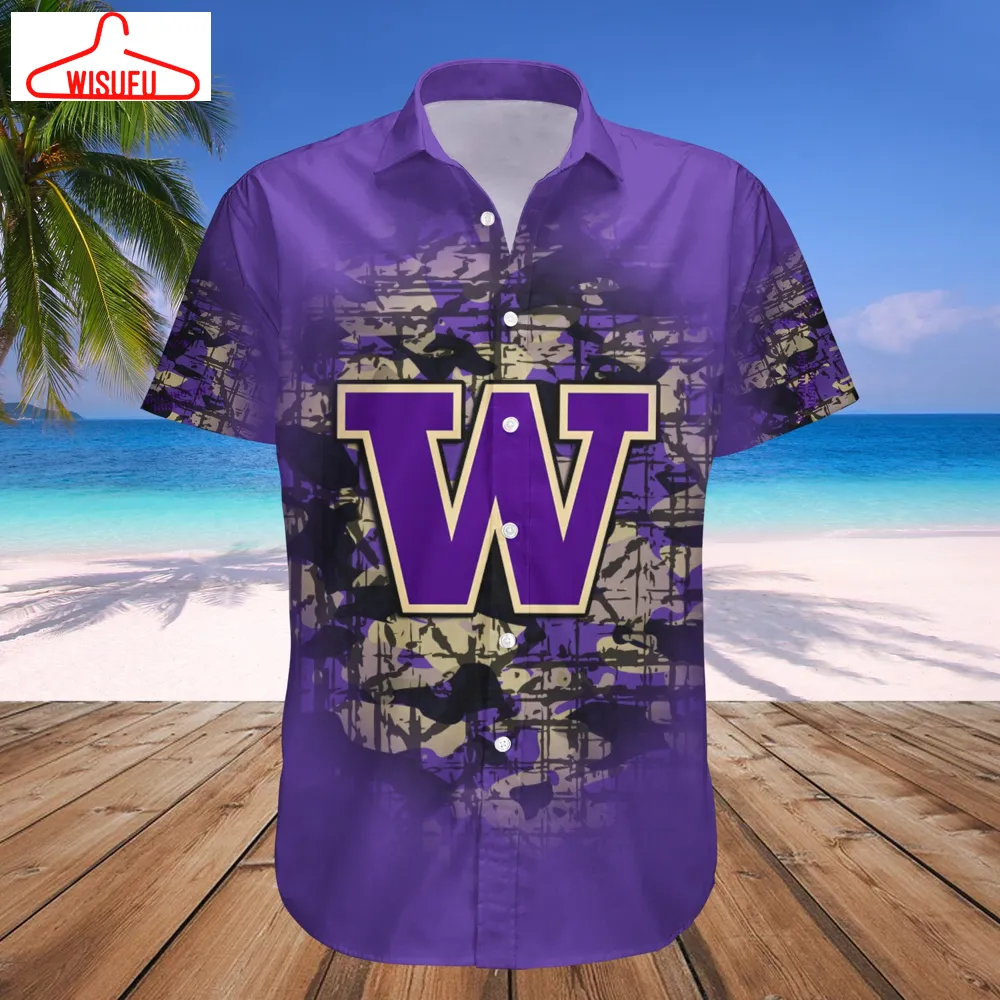 Washington Huskies Camouflage Vintage Hawaiian Shirt, New Fashion Gifts