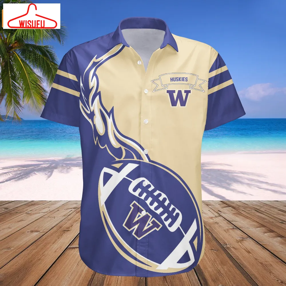 Washington Huskies Flame Ball Hawaiian Shirt, New Fashion Gifts