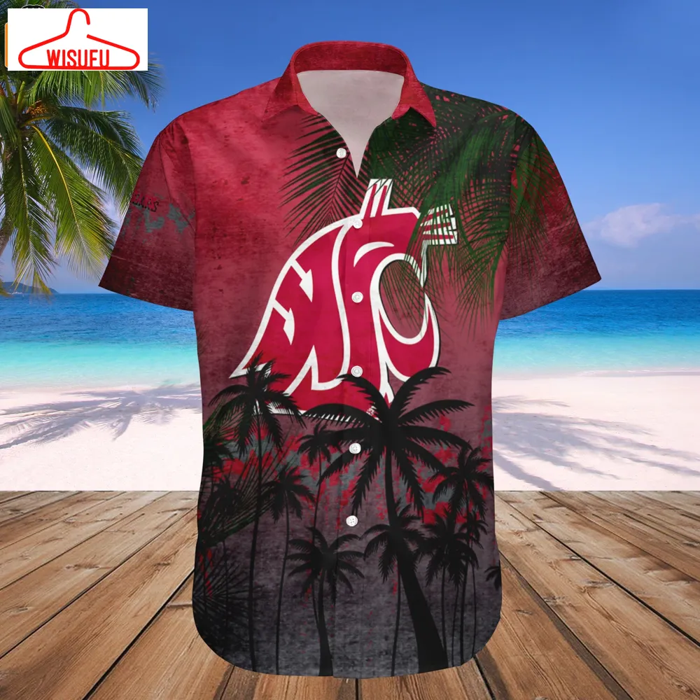 Washington State Cougars Coconut Tree Tropical Grunge Hawaiian Shirt, New Fashion Gifts