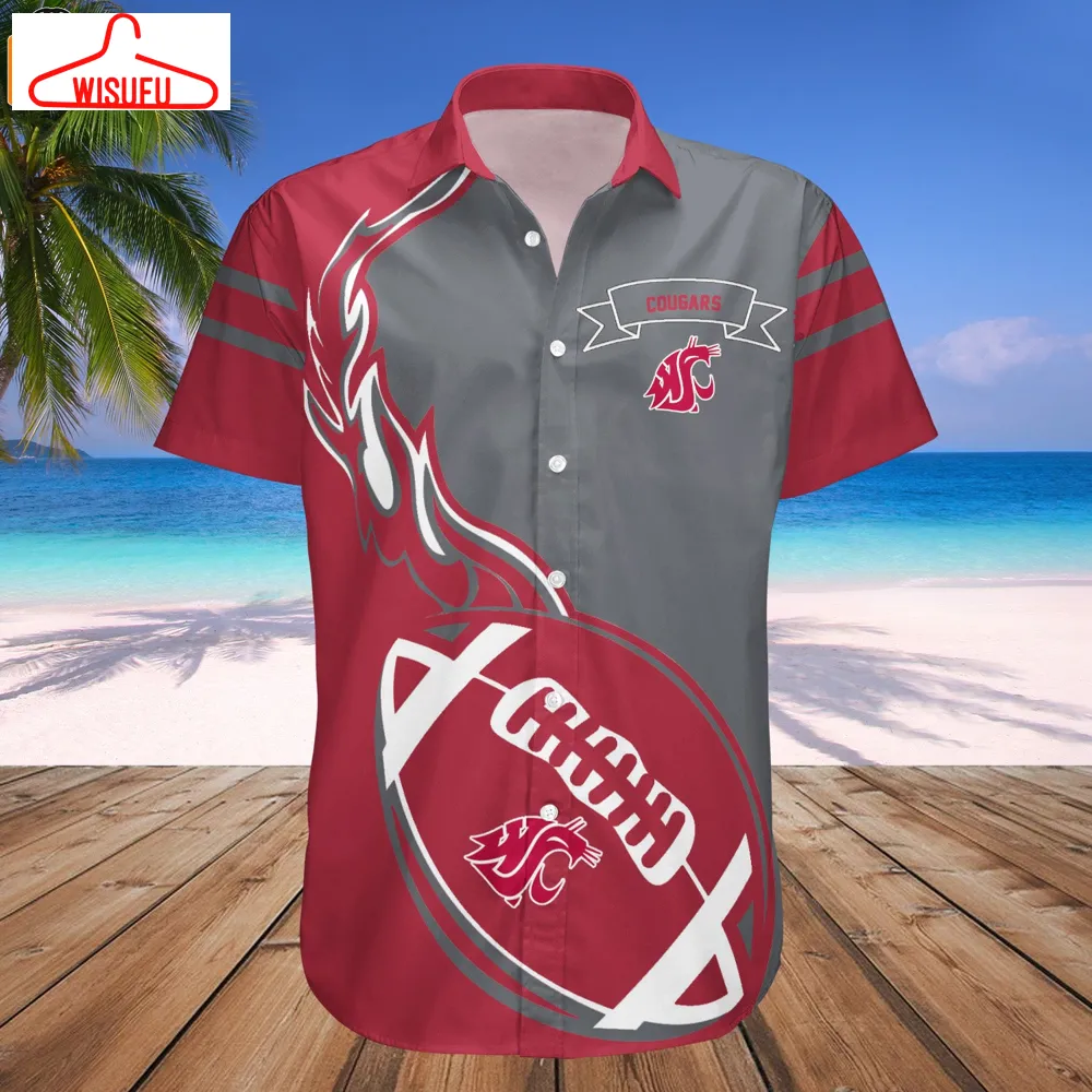 Washington State Cougars Flame Ball Hawaiian Shirt, New Fashion Gifts