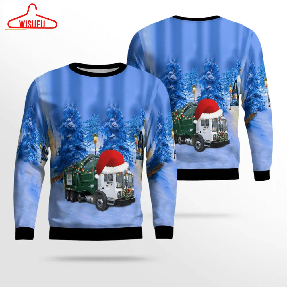 Waste Management Mack Front Ugly Christmas Sweater