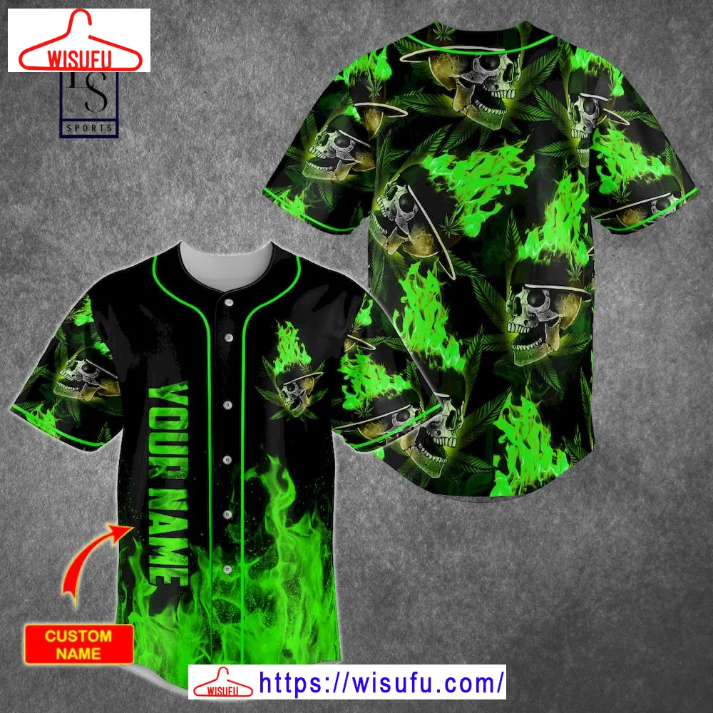 Weed Skull Personalized Baseball Jersey, New Fashion Gifts