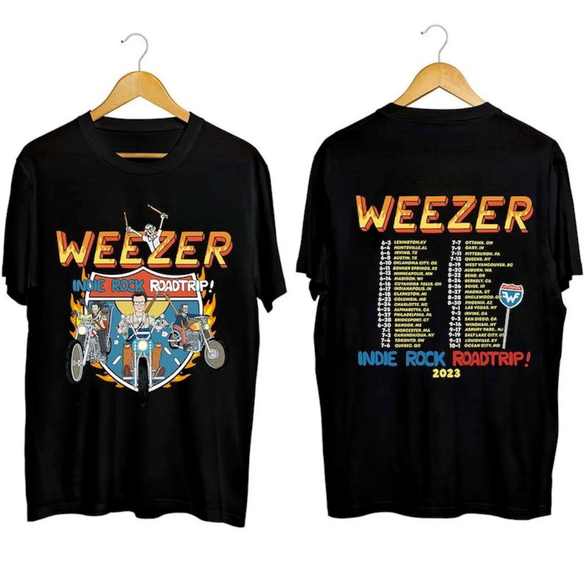 Weezer Indie Rock Roadtrip Tour 2023 T-shirt Gift For Men Women All