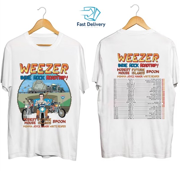 Weezer Tour 2023 Indie Rock Roadtrip Fan T-Shirt Concert Band Gift Music Fan