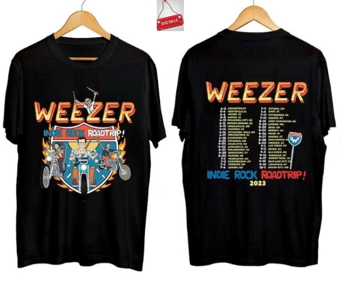 Weezer Tour 2023 T-Shirt Indie Roadtrip Rock Concert Fan Band Gift Fans Music