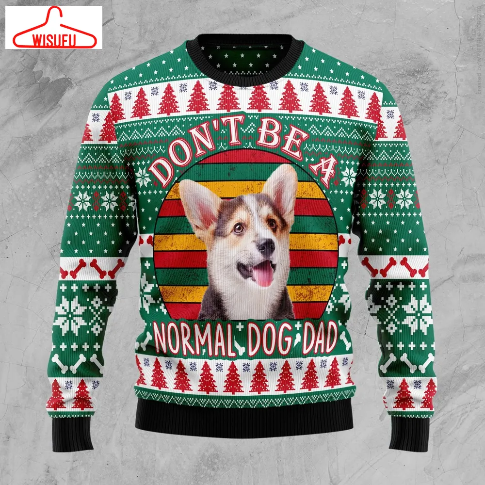 Welsh Corgi Dog Dad Ugly Christmas Sweater, All Over Print New Winter Fashion 3d Sweater, Best Gift Ideas