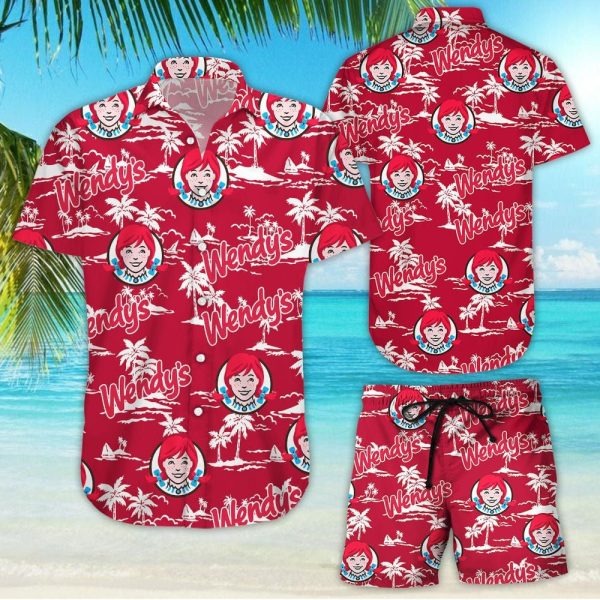 Wendyâs Tropical Flower Aloha Hawaiian Shirt And Short For Men And Women Red