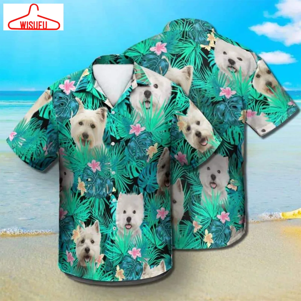 West Highland White Terrier - Summer Leaves - Hawaiian Shirt, New Hawaiian Holiday Outfits, New Fashion Gifts