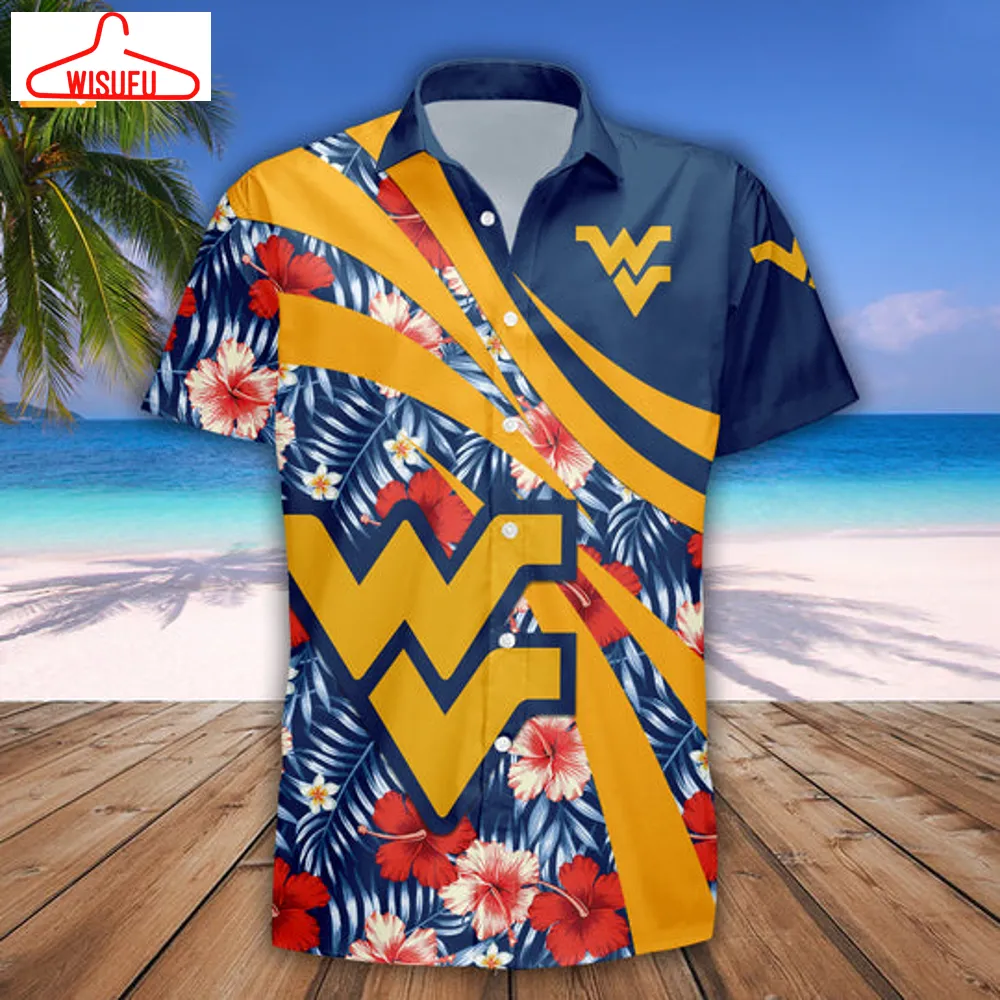 West Virginia Mountaineers Hibiscus Sport Hawaiian Shirt, New Fashion Gifts