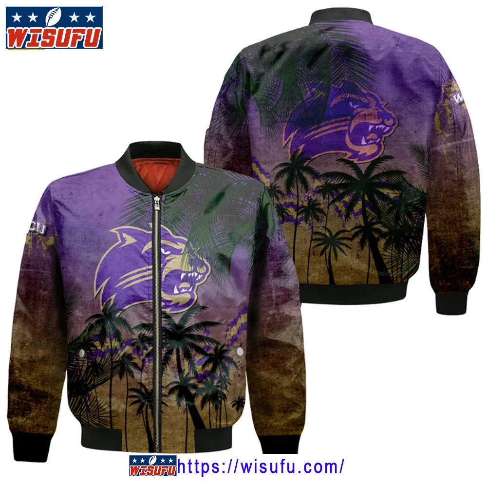 Western Carolina Catamounts Coconut Tree Tropical Grunge Bomber Jacket