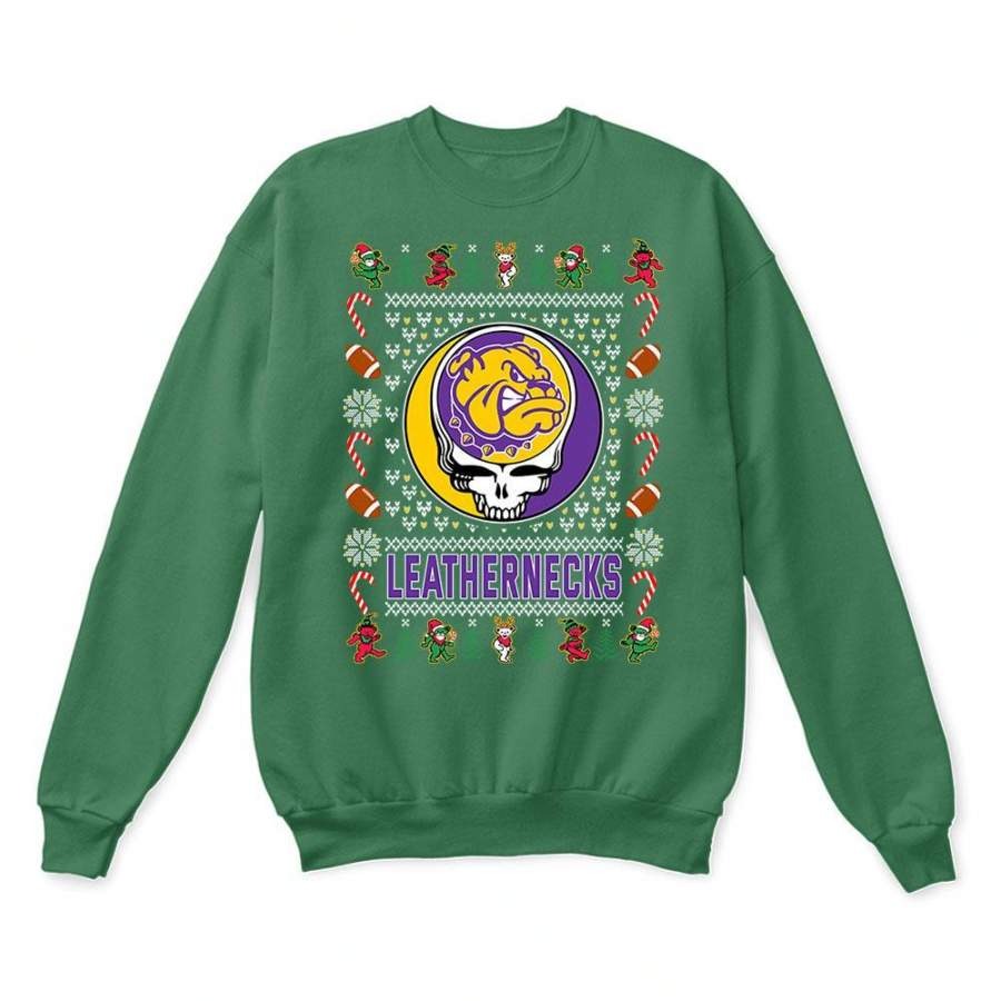 Western Illinois Leathernecks x Grateful Dead Christmas Ugly Sweatshirt-Green