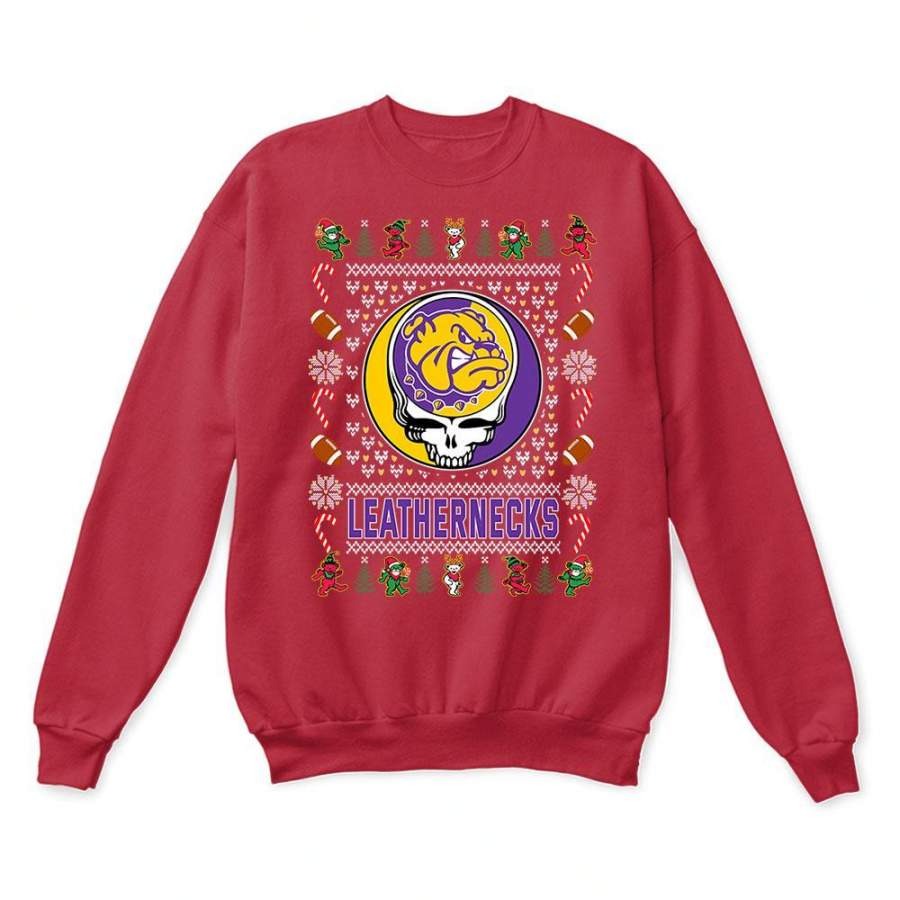 Western Illinois Leathernecks x Grateful Dead Christmas Ugly Sweatshirt-Red