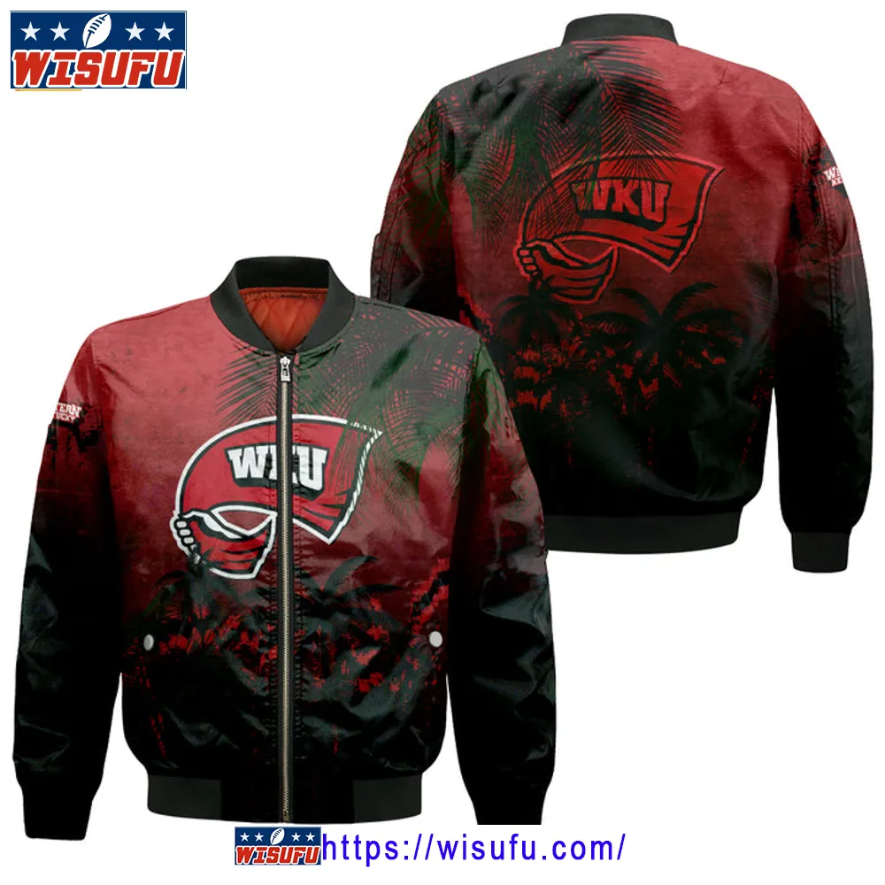 Western Kentucky Hilltoppers Coconut Tree Tropical Grunge Bomber Jacket