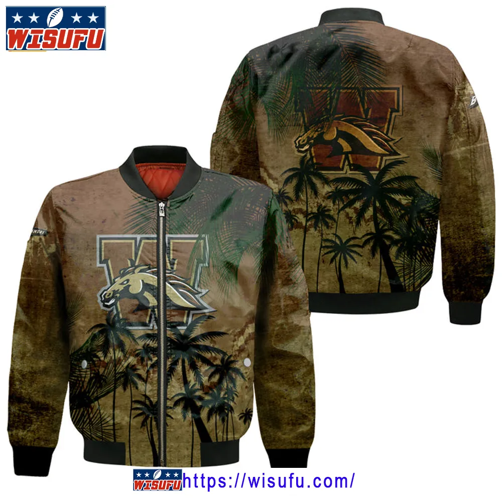 Western Michigan Broncos Coconut Tree Tropical Grunge Bomber Jacket