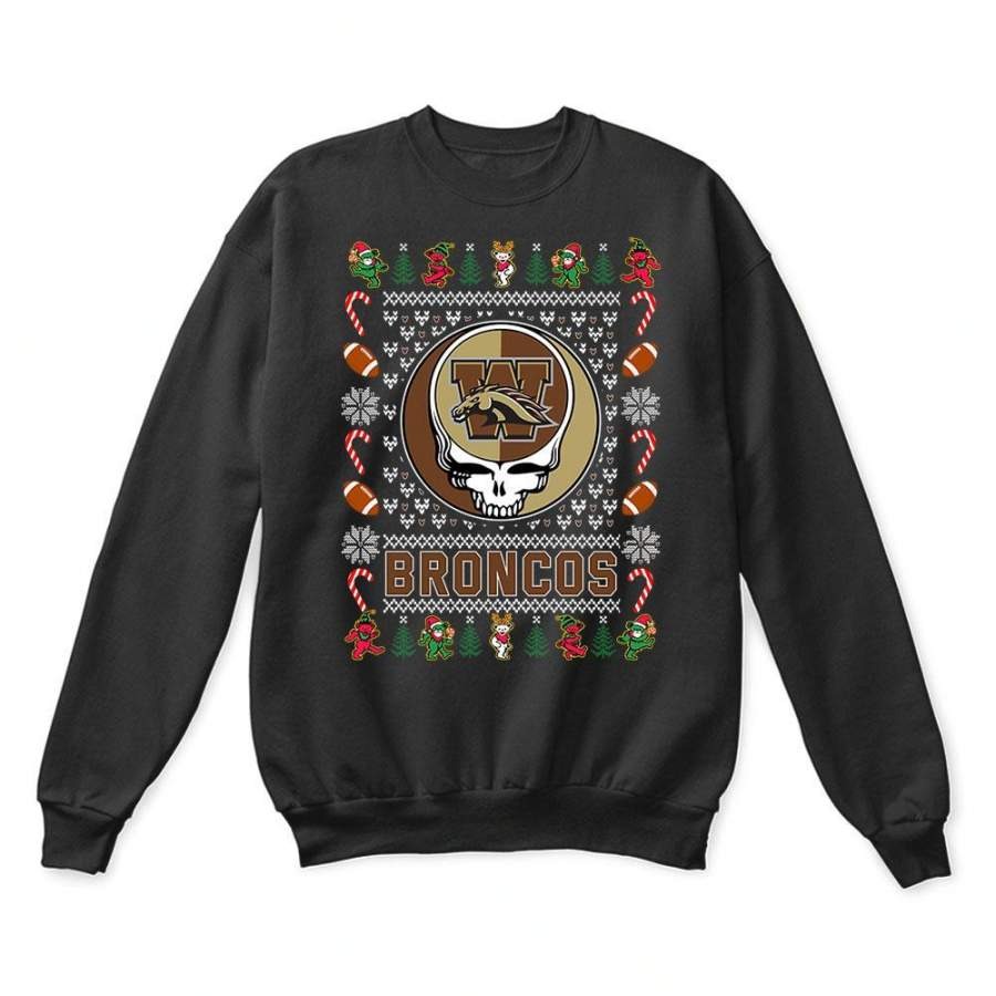 Western Michigan Broncos x Grateful Dead Christmas Ugly Sweatshirt-Black