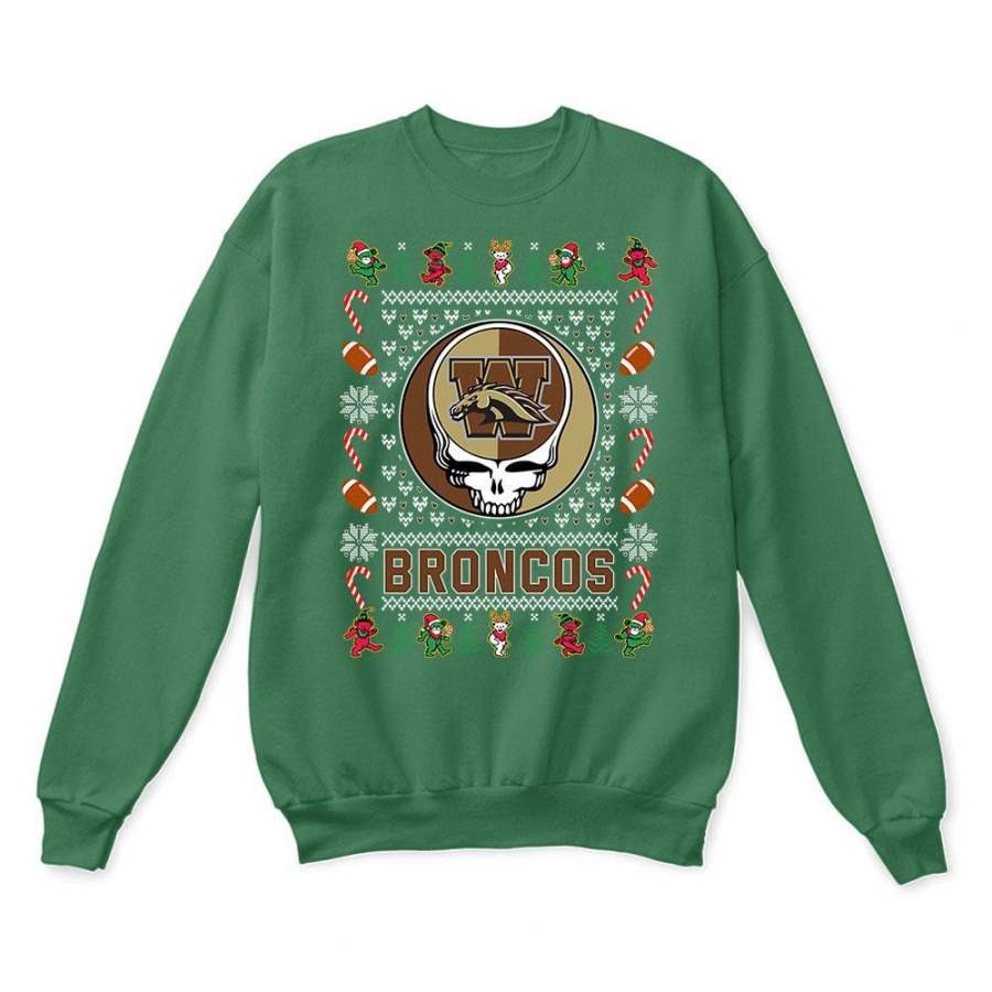 Western Michigan Broncos x Grateful Dead Christmas Ugly Sweatshirt-Green