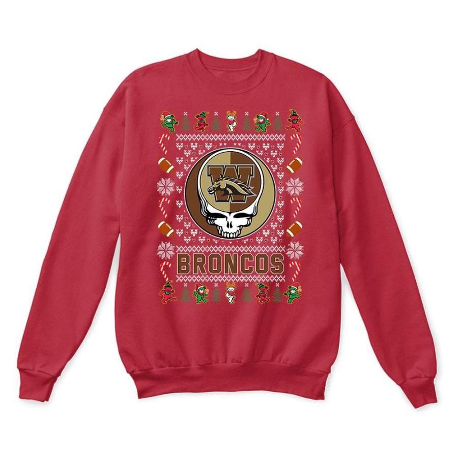 Western Michigan Broncos x Grateful Dead Christmas Ugly Sweatshirt-Red