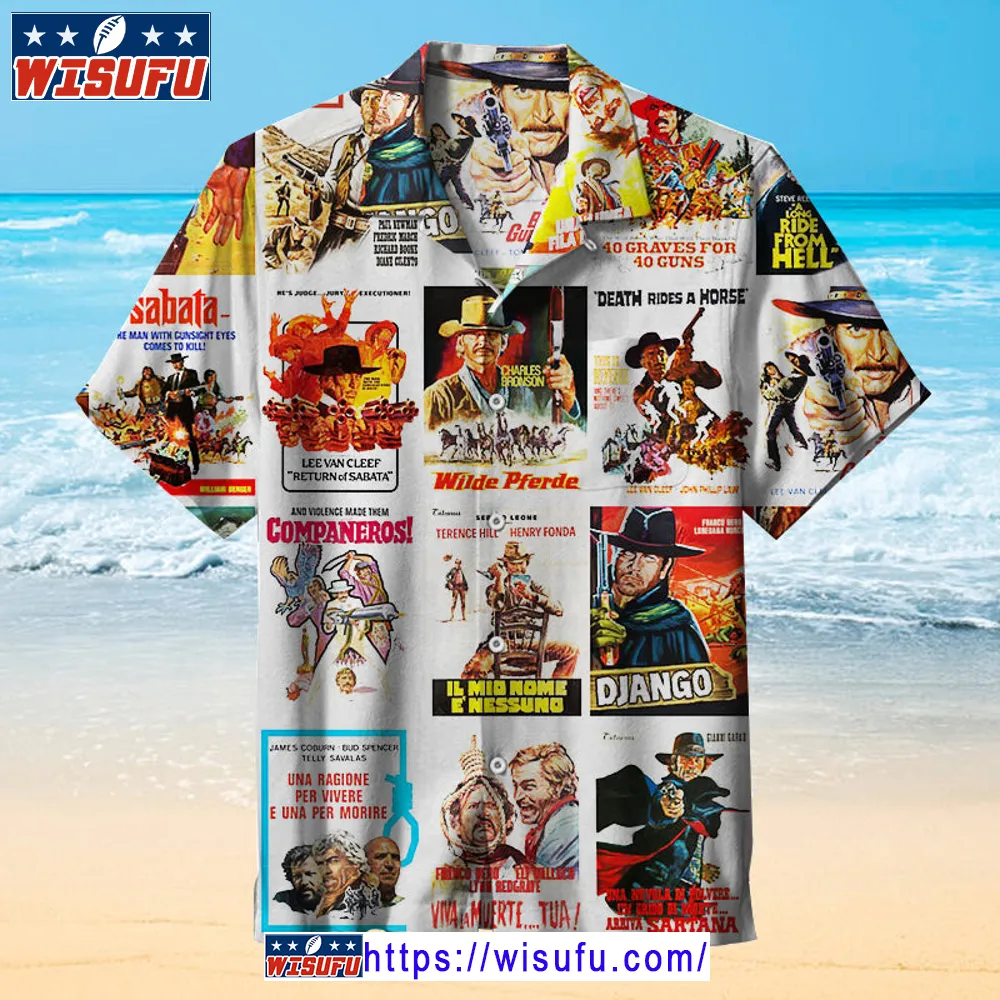 Western Wild West Cowboys & Indians Vi-ntage Action Movie -unisex Hawaiian Shirt