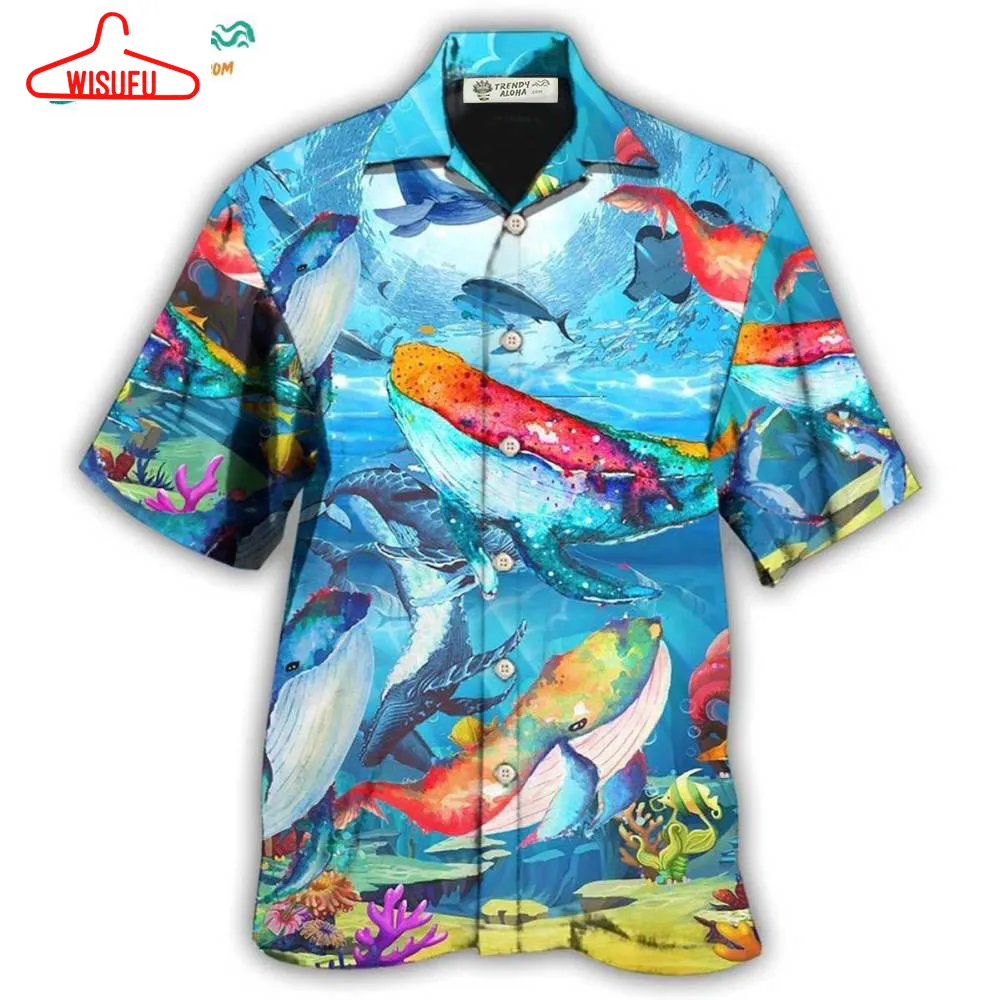 Whale Love Color Love Ocean Hawaiian Shirt- Wisufu Aloha