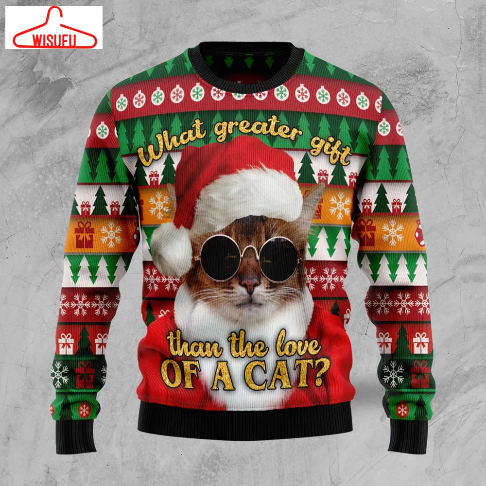 What Greater Gift Than The Love Of A Cat Ugly Christmas Sweater, All Over Print New Winter Fashion 3d Sweater, Best Gift Ideas