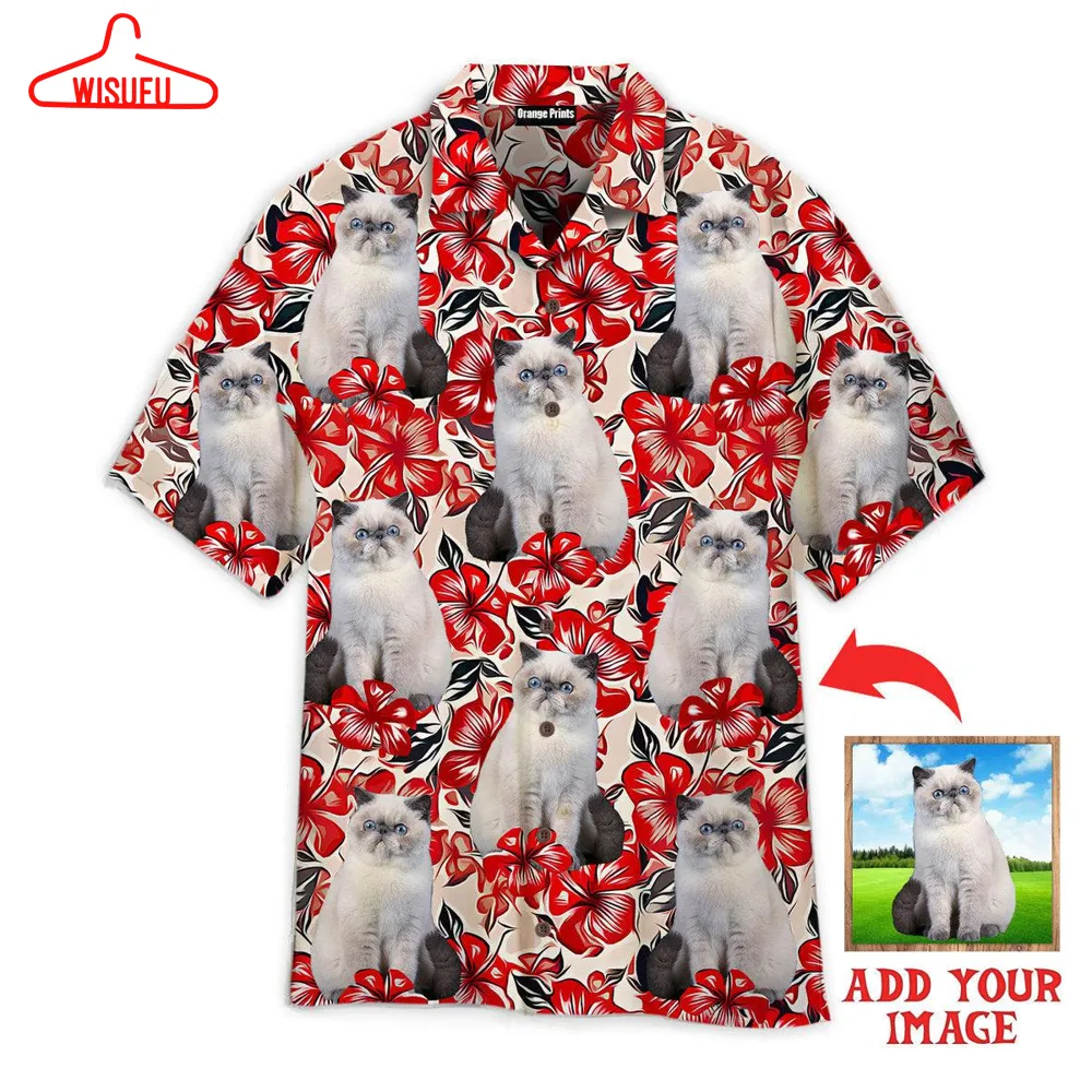 White Cat On Red Flower Design Custom Hawaiian Shirt - For Men & Women - New Winter Fashion Shirt Gift For Family, New Fashion Gifts