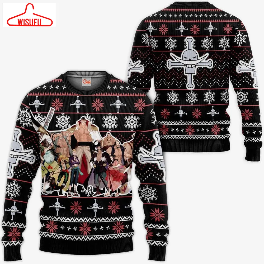 Whitebeard Pirates Ugly Christmas Sweater Anime Gifts, Anime Ugly Christmas Sweater Gift For Family