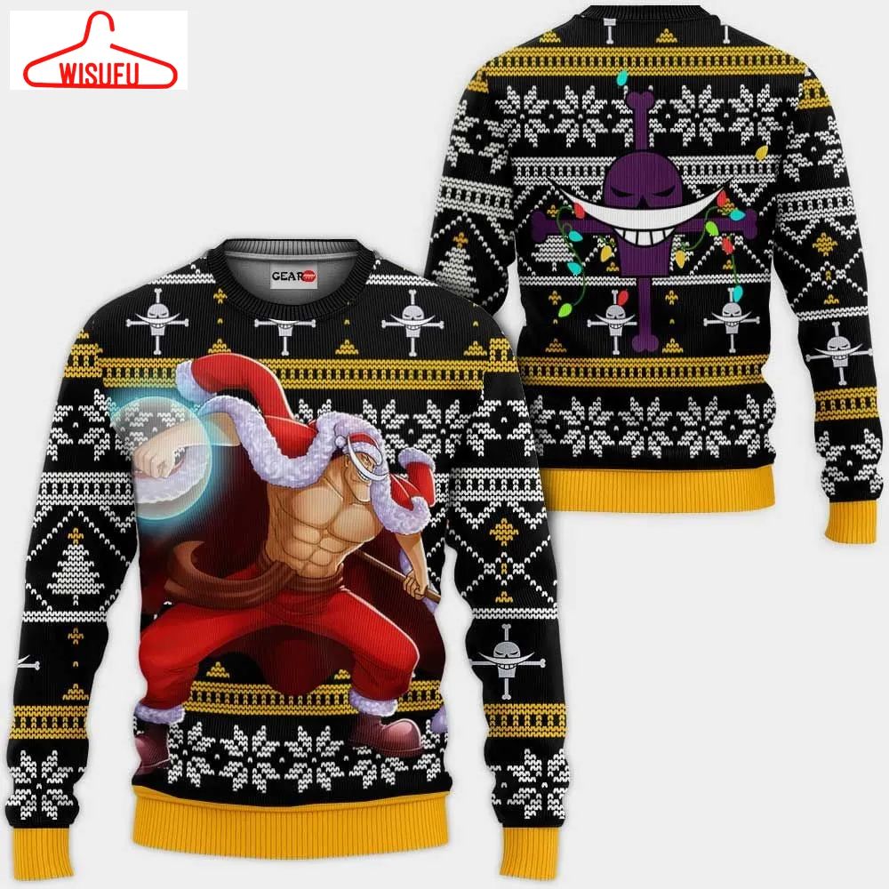 Whitebeard Ugly Christmas Sweater Anime Gifts, Anime Ugly Christmas Sweater Gift For Family