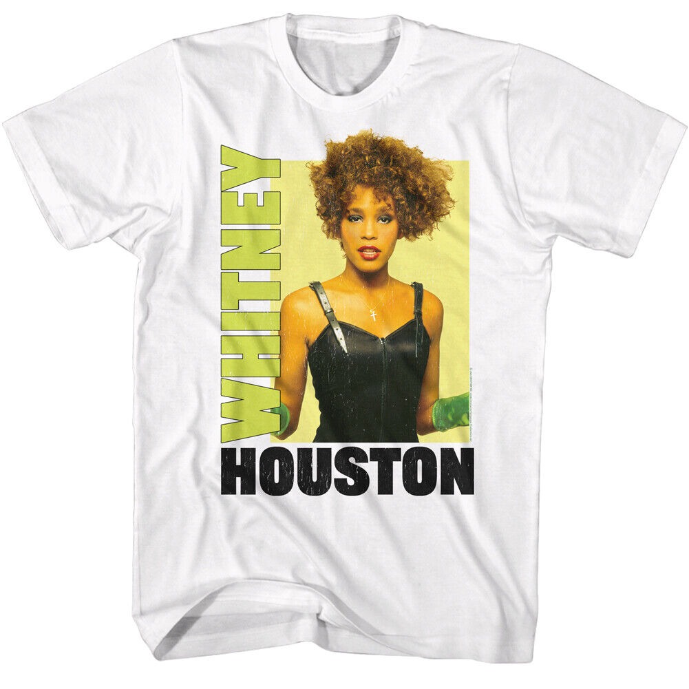 Whitney Houston Green Gloves Photo White T-shirt