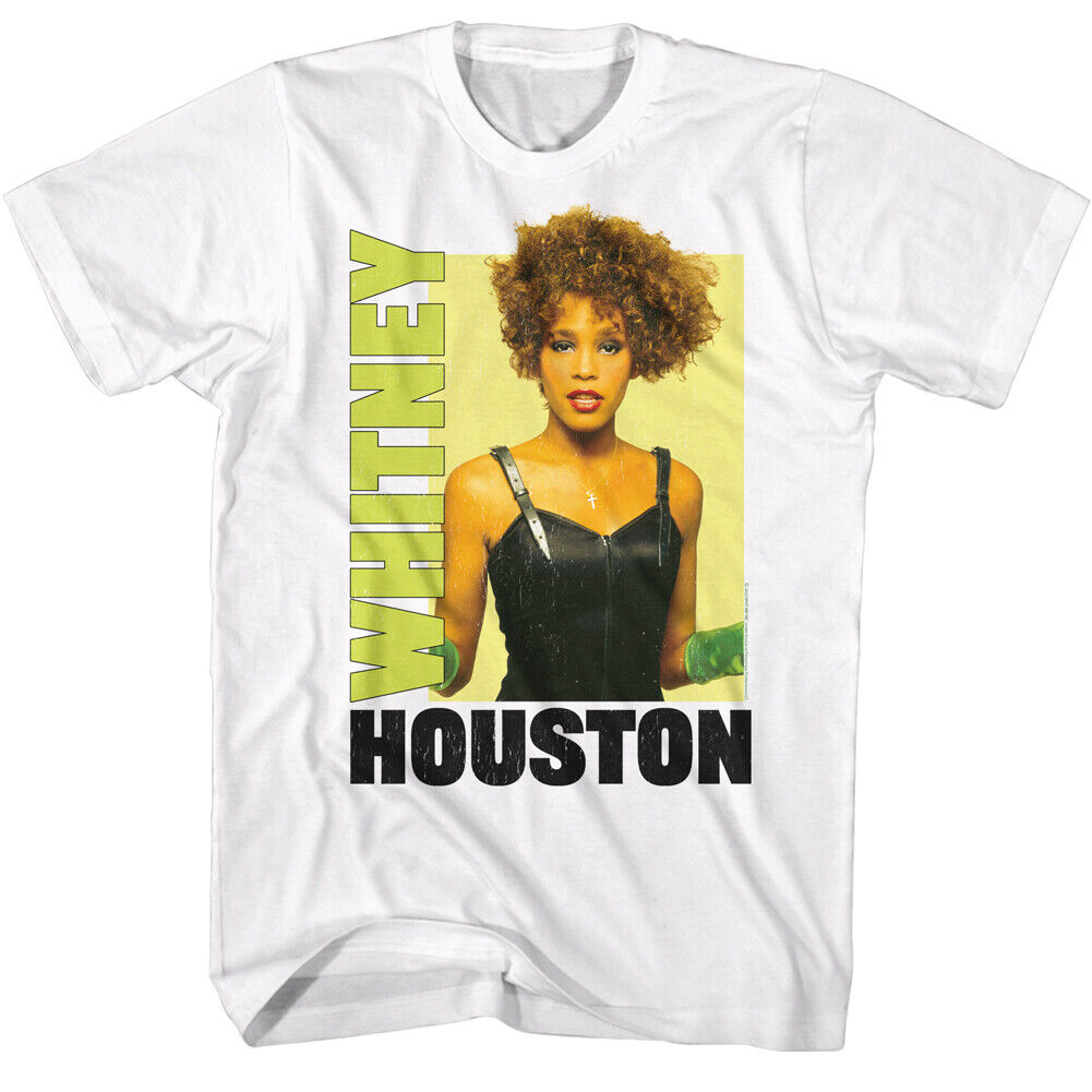 Whitney Houston Green Gloves Photo White T-shirt