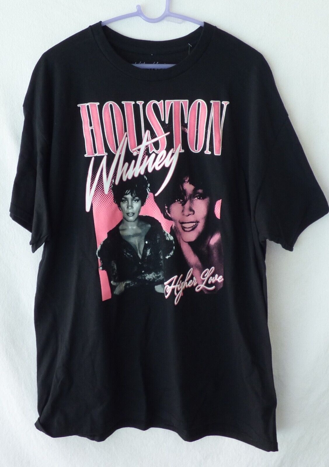 Whitney Houston HIGHER LOVE Full Size  black T Shirt 100% Cotton Tee