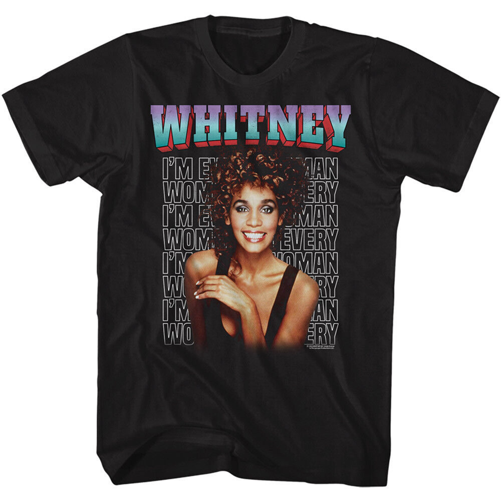 Whitney Houston I'm Every Woman Song Repeat Black Tall T-shirt