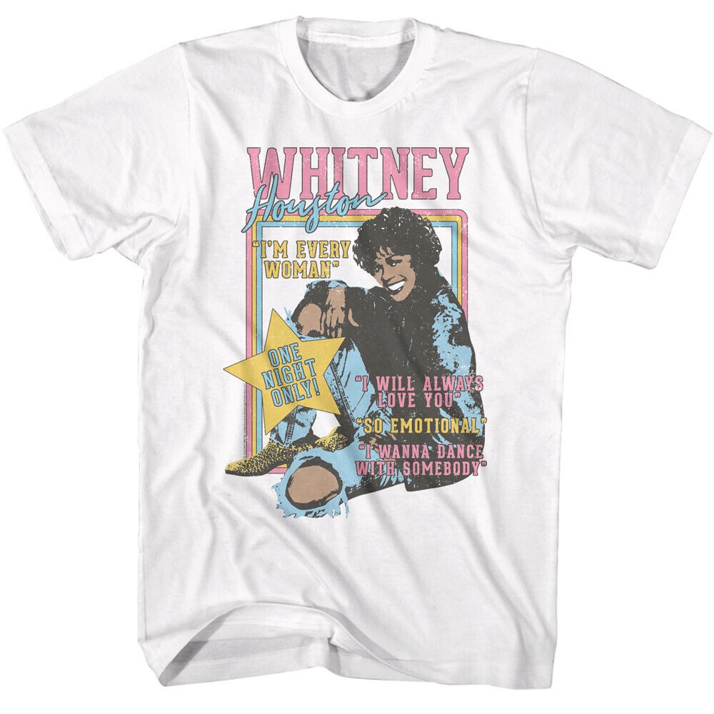 Whitney Houston One Night Only Song List Men's T Shirt R & B Pop Music Merch