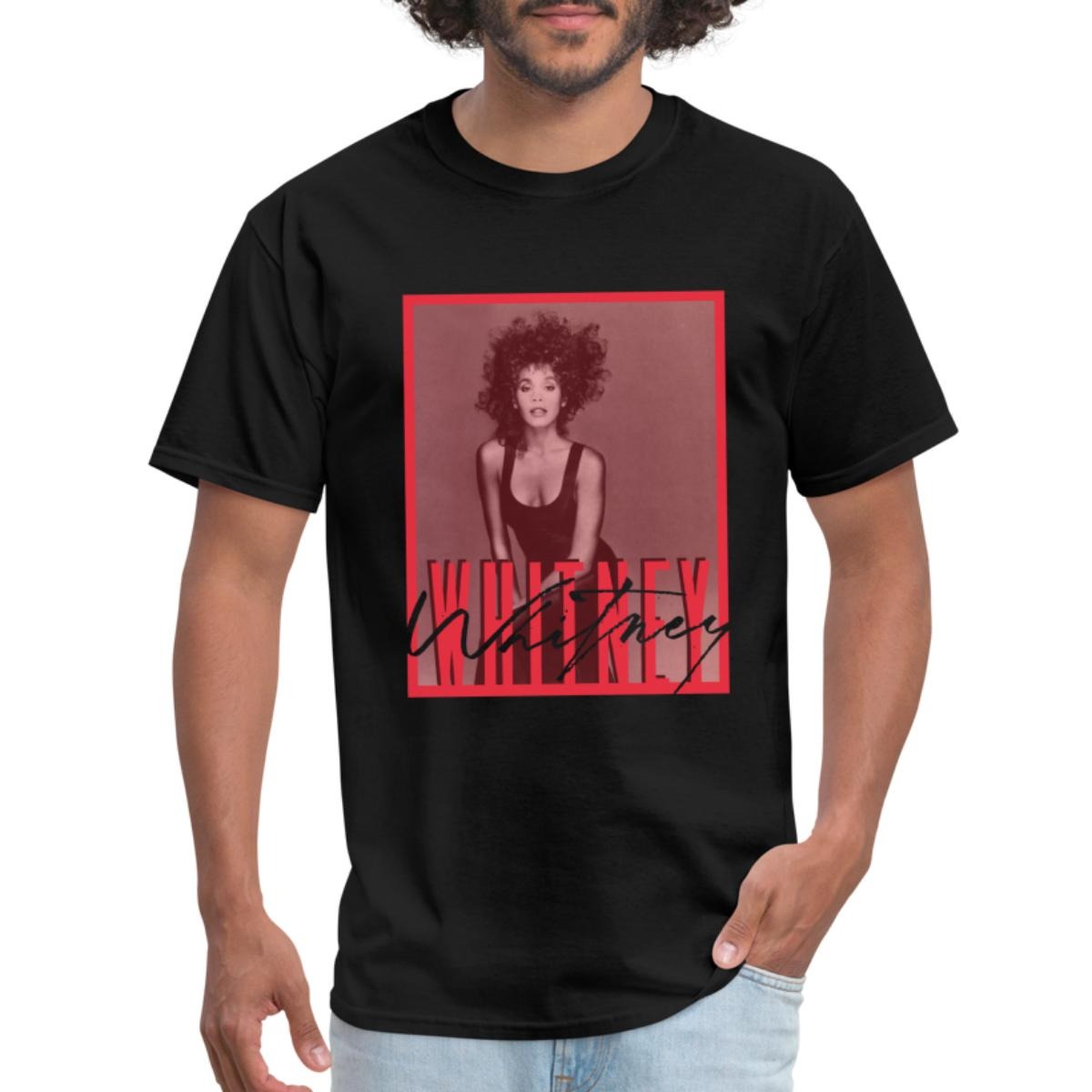 Whitney Houston Photo With Autograph And Nameplate Men's T-Shirt Black