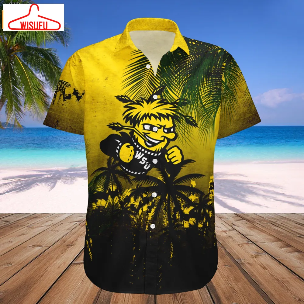 Wichita State Shockers Coconut Tree Tropical Grunge Hawaiian Shirt, New Fashion Gifts