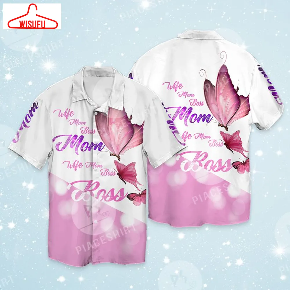 Wife Mom Boss Butterfly 3d Full Print Hawaiian Shirt, New Hawaiian Holiday Outfits, New Fashion Gifts Vtbl35127