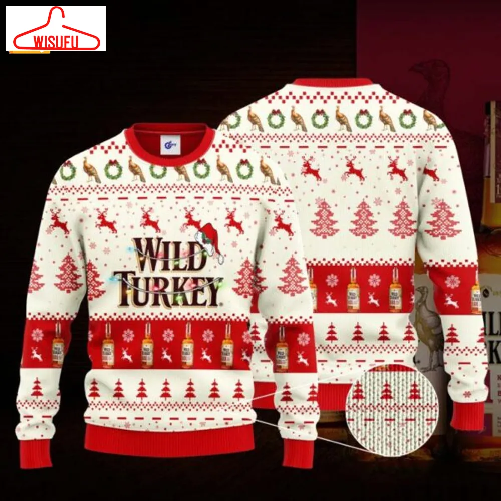 Wild Turkey Santa Hat Ugly Christmas Sweater