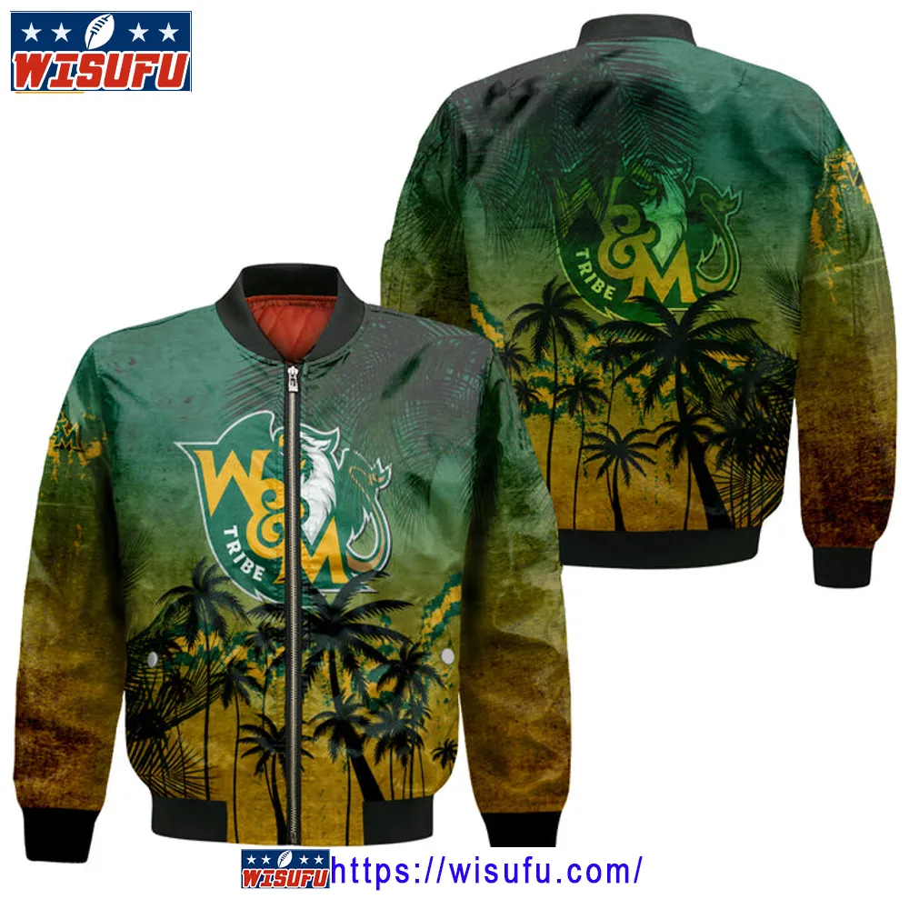 William And Mary Tribe Coconut Tree Tropical Grunge Bomber Jacket