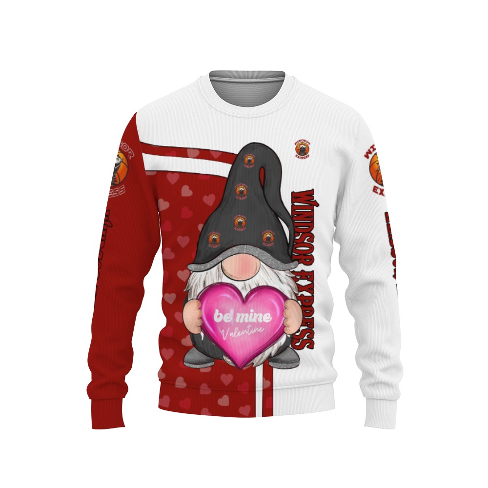 Windsor Express Be Mine Valentine, Gnomes With Valentine Football American, Valentine Day-3D Sweatshirt