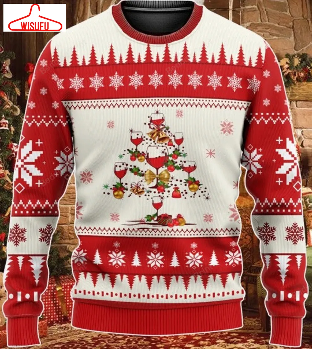 Wine Christmas Tree Ugly Christmas Sweater