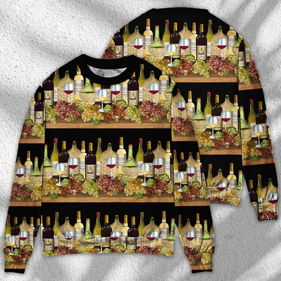 Wine Tasking Border Stripe - Sweater - Ugly Christmas Sweaters