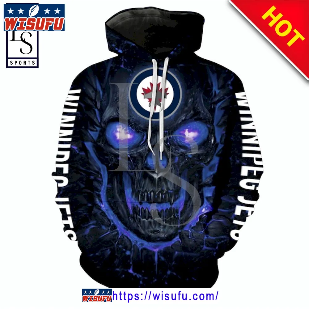 Winnipeg Jets Halloween Skull Devil NH.L Hoodie 3d