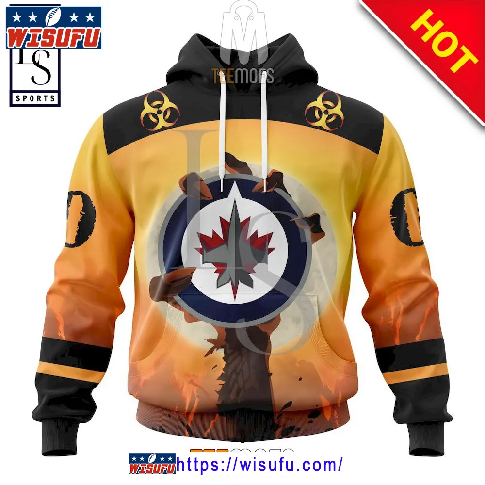 Winnipeg Jets Is Held By Zombie In Halloween Personalized Hoodie