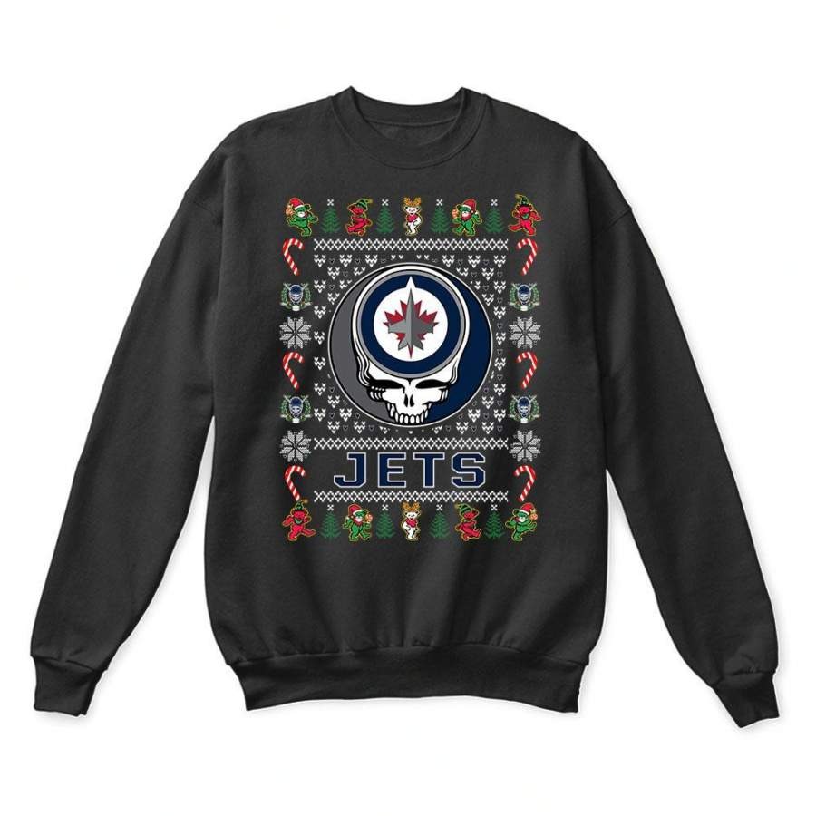 Winnipeg Jets x Grateful Dead Christmas Ugly Sweatshirt-Black