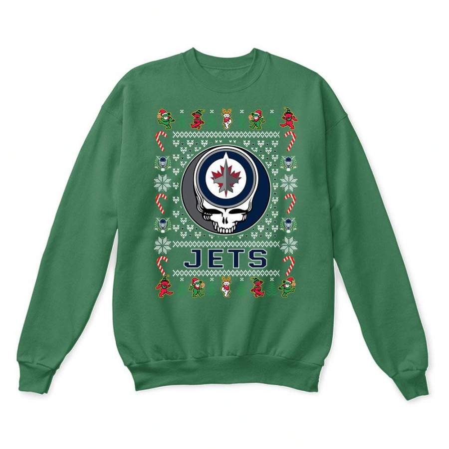 Winnipeg Jets x Grateful Dead Christmas Ugly Sweatshirt-Green