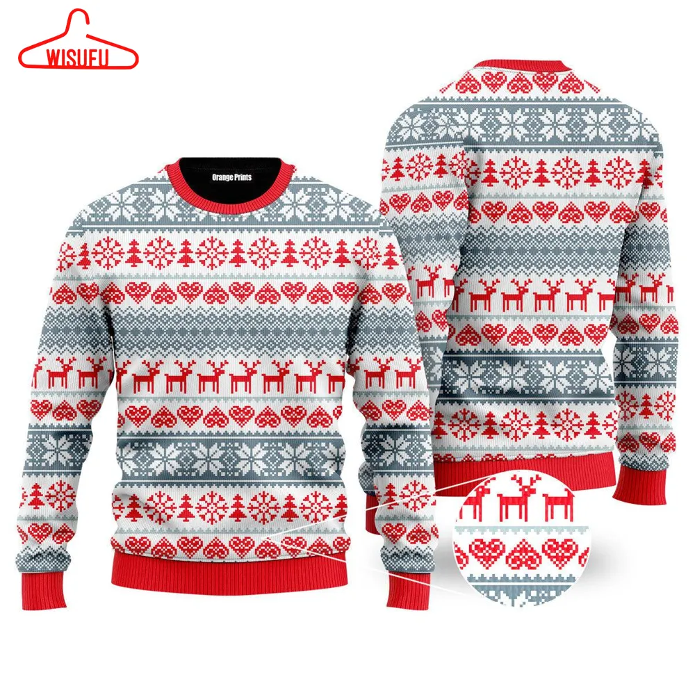 Winter Christmas Red Grey Style Ugly Christmas Sweater - For Men & Women - New Winter Fashion Shirt Gift For Family