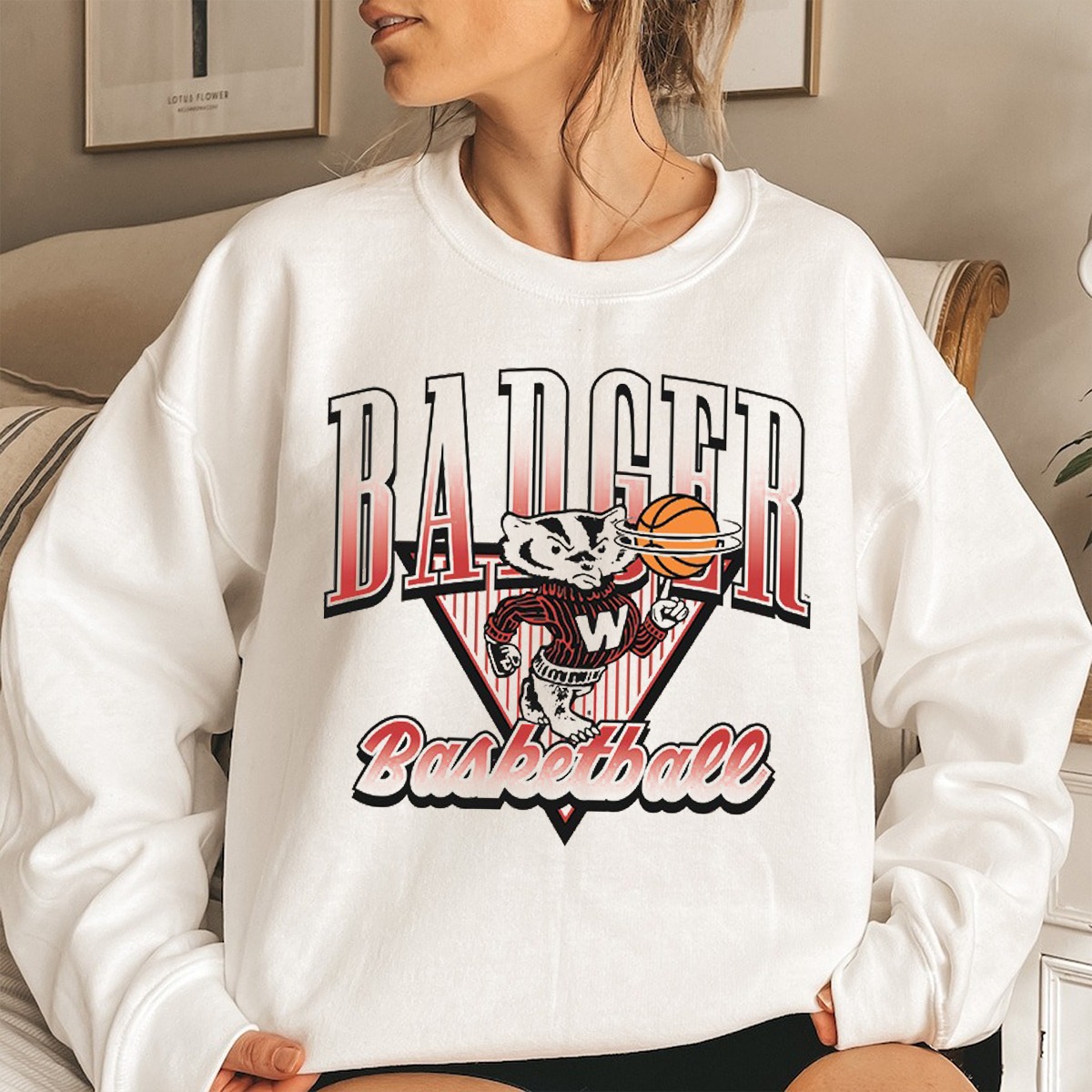 Wisconsin Badger Basketball Ringer Unisex Sweatshirt