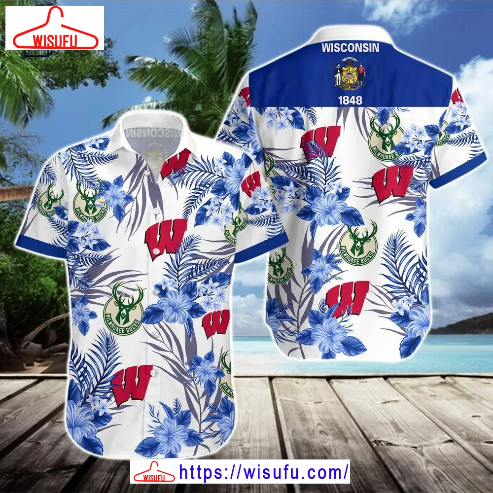 Wisconsin Badgers Milwaukee Bucks Hawaiian Shirt, New Fashion Gifts