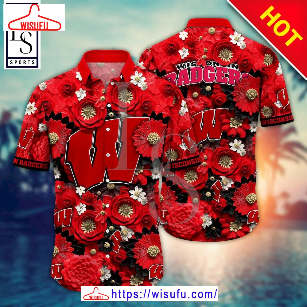 Wisconsin Badgers N-caa Trending Summer Hawaiian Shirt, New Fashion Gifts